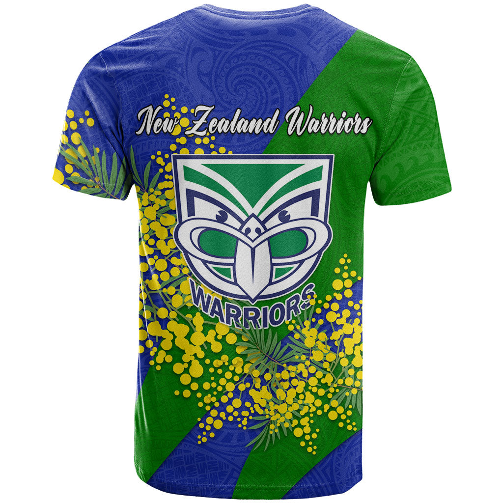 New Zealand Warriors T Shirt Golden Wattle Floral Polynesian - Australian Flower - Rugby Mascot