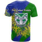 New Zealand Warriors T Shirt Golden Wattle Floral Polynesian - Australian Flower - Rugby Mascot