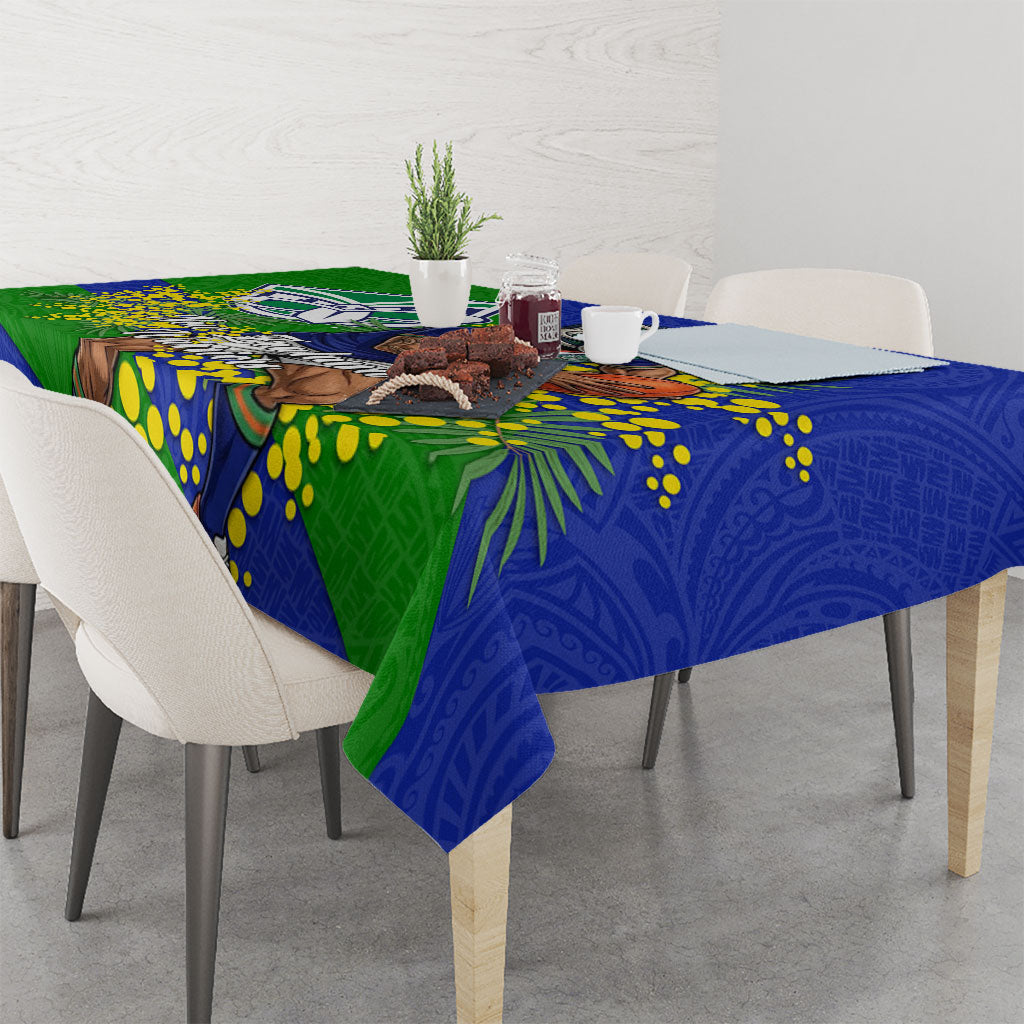 New Zealand Warriors Tablecloth Golden Wattle Floral Polynesian - Australian Flower - Rugby Mascot