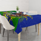 New Zealand Warriors Tablecloth Golden Wattle Floral Polynesian - Australian Flower - Rugby Mascot