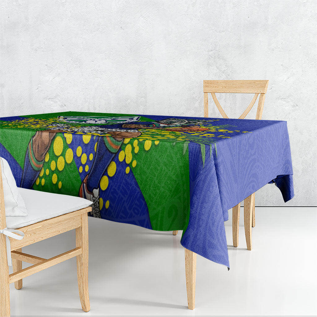 New Zealand Warriors Tablecloth Golden Wattle Floral Polynesian - Australian Flower - Rugby Mascot