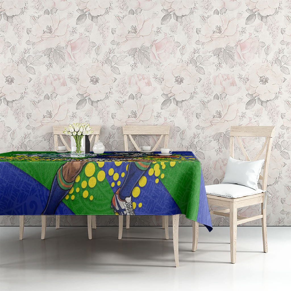 New Zealand Warriors Tablecloth Golden Wattle Floral Polynesian - Australian Flower - Rugby Mascot