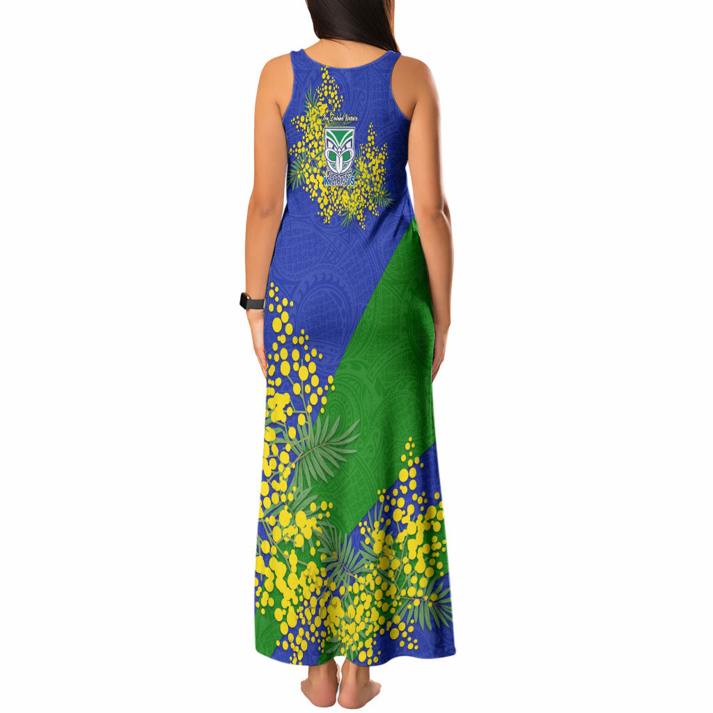 New Zealand Warriors Tank Maxi Dress Golden Wattle Floral Polynesian - Australian Flower - Rugby Mascot