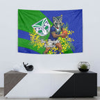 New Zealand Warriors Tapestry Golden Wattle Floral Polynesian - Australian Flower - Rugby Mascot