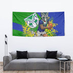 New Zealand Warriors Tapestry Golden Wattle Floral Polynesian - Australian Flower - Rugby Mascot