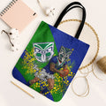New Zealand Warriors Tote Bag Golden Wattle Floral Polynesian - Australian Flower - Rugby Mascot