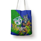 New Zealand Warriors Tote Bag Golden Wattle Floral Polynesian - Australian Flower - Rugby Mascot