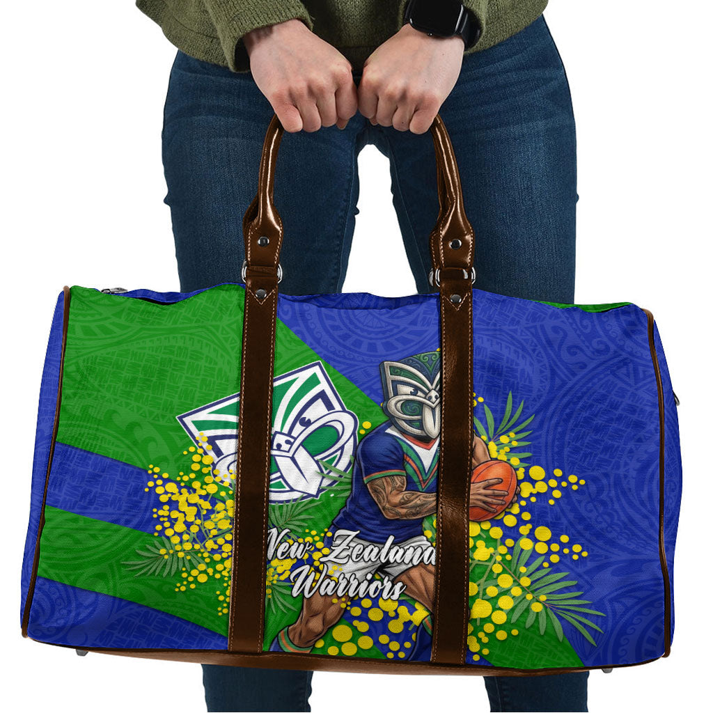 New Zealand Warriors Travel Bag Golden Wattle Floral Polynesian - Australian Flower - Rugby Mascot