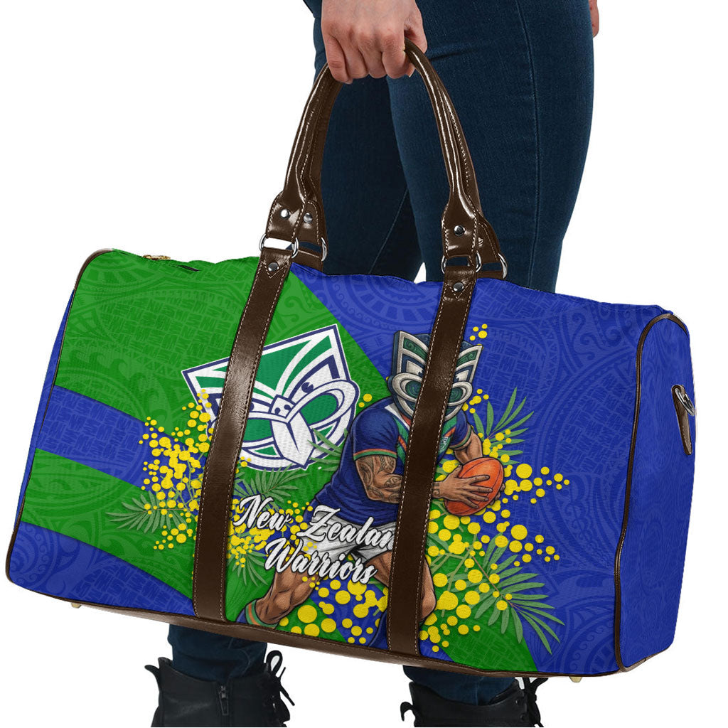 New Zealand Warriors Travel Bag Golden Wattle Floral Polynesian - Australian Flower - Rugby Mascot