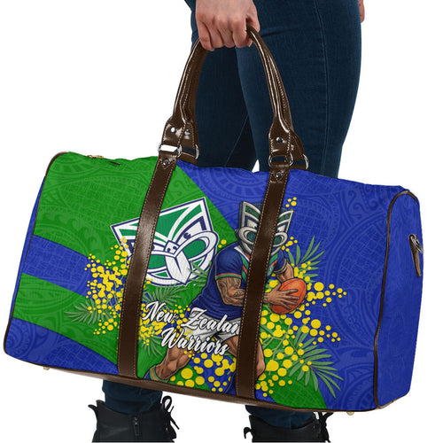 New Zealand Warriors Travel Bag Golden Wattle Floral Polynesian - Australian Flower - Rugby Mascot