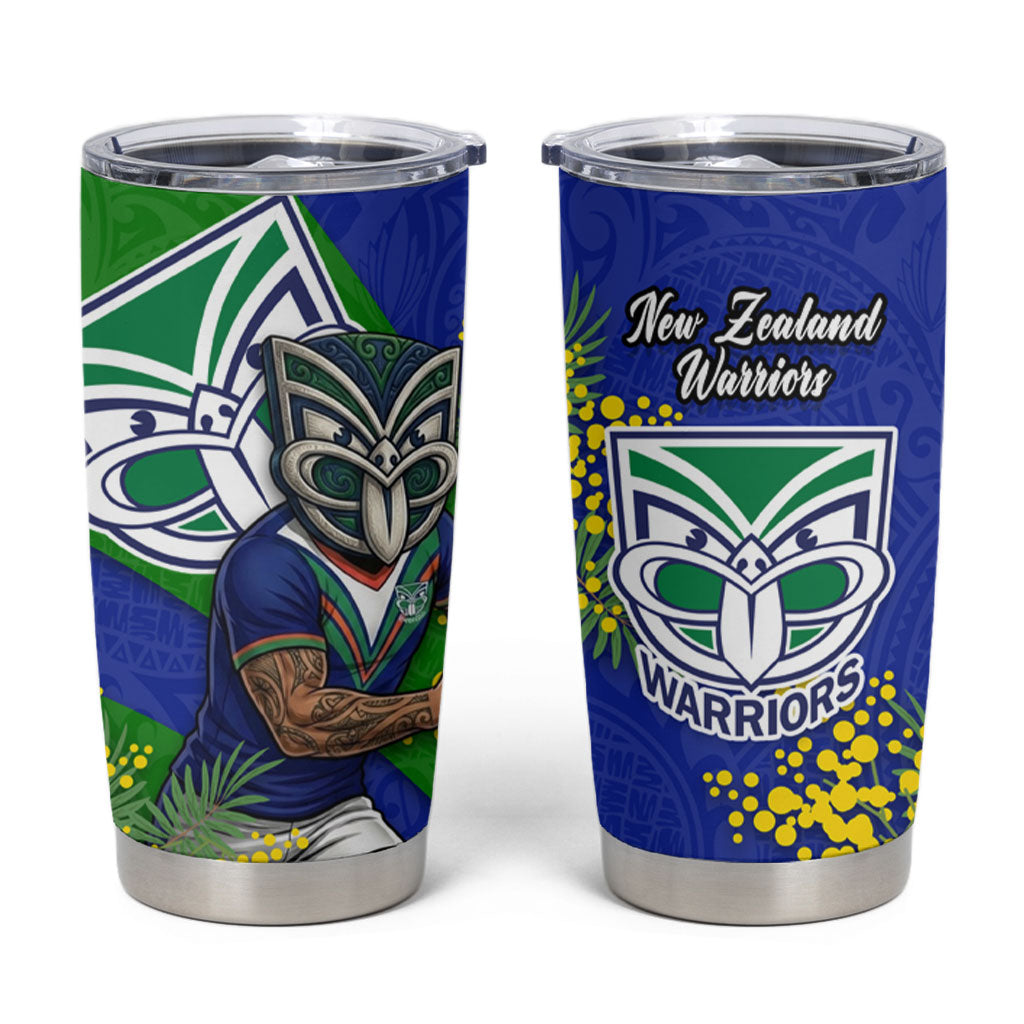 New Zealand Warriors Tumbler Cup Golden Wattle Floral Polynesian - Australian Flower - Rugby Mascot