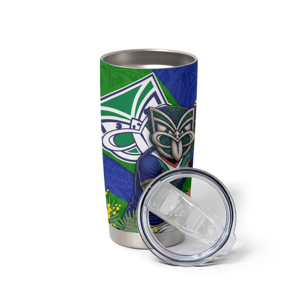 New Zealand Warriors Tumbler Cup Golden Wattle Floral Polynesian - Australian Flower - Rugby Mascot