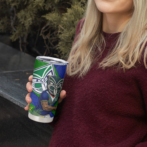 New Zealand Warriors Tumbler Cup Golden Wattle Floral Polynesian - Australian Flower - Rugby Mascot