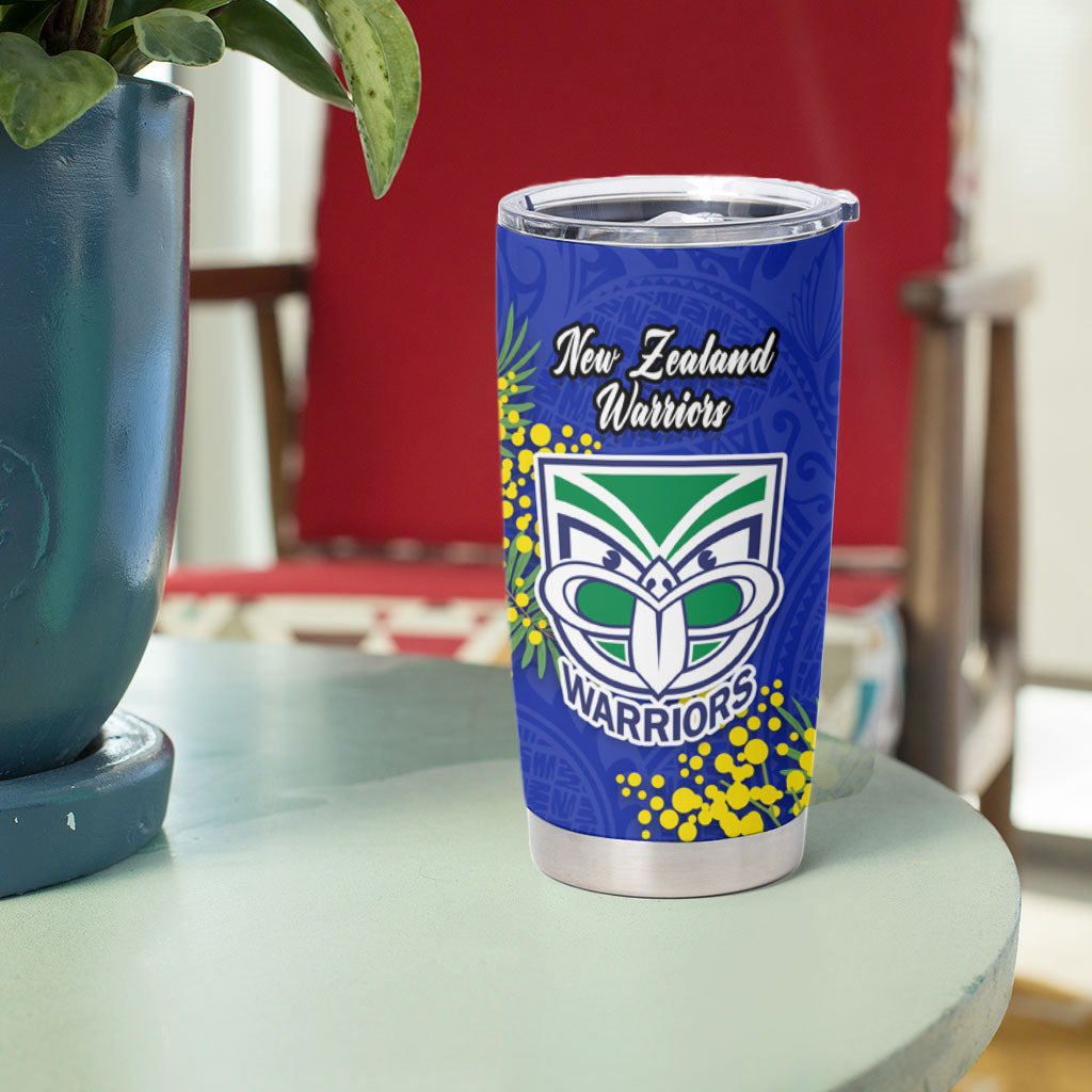 New Zealand Warriors Tumbler Cup Golden Wattle Floral Polynesian - Australian Flower - Rugby Mascot