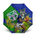 New Zealand Warriors Umbrella Golden Wattle Floral Polynesian - Australian Flower - Rugby Mascot