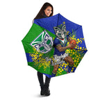 New Zealand Warriors Umbrella Golden Wattle Floral Polynesian - Australian Flower - Rugby Mascot