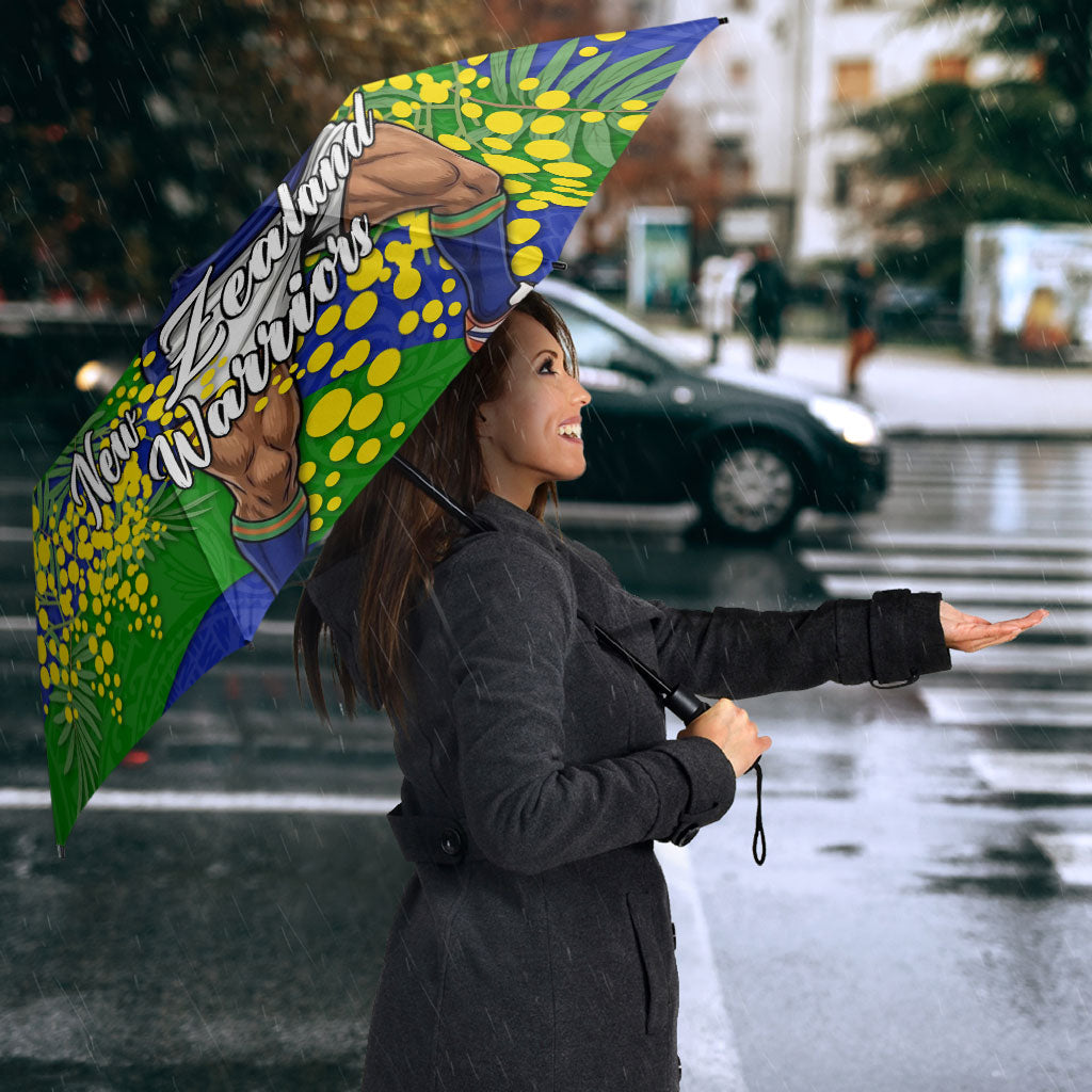 New Zealand Warriors Umbrella Golden Wattle Floral Polynesian - Australian Flower - Rugby Mascot