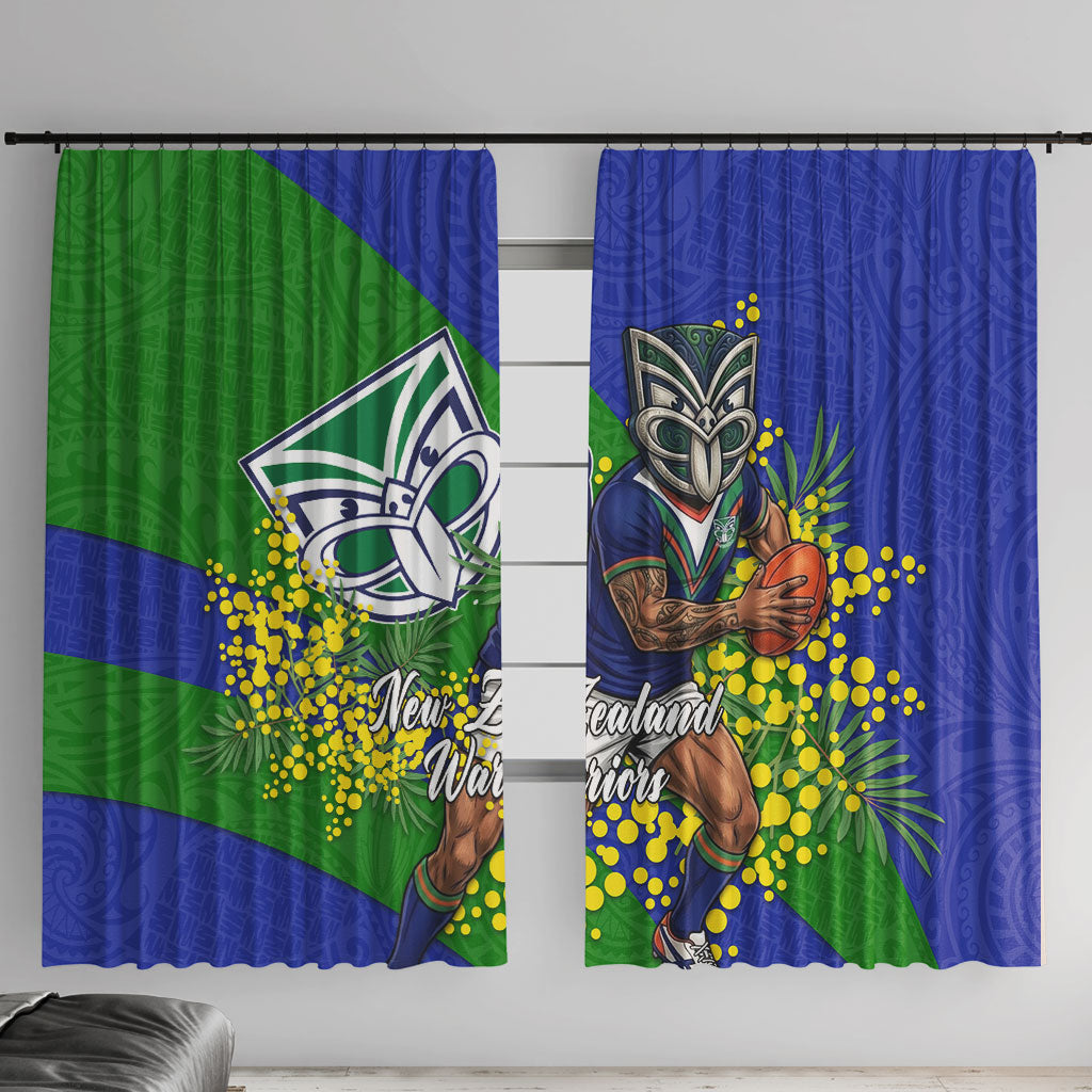 New Zealand Warriors Window Curtain Golden Wattle Floral Polynesian - Australian Flower - Rugby Mascot
