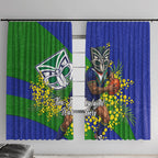 New Zealand Warriors Window Curtain Golden Wattle Floral Polynesian - Australian Flower - Rugby Mascot
