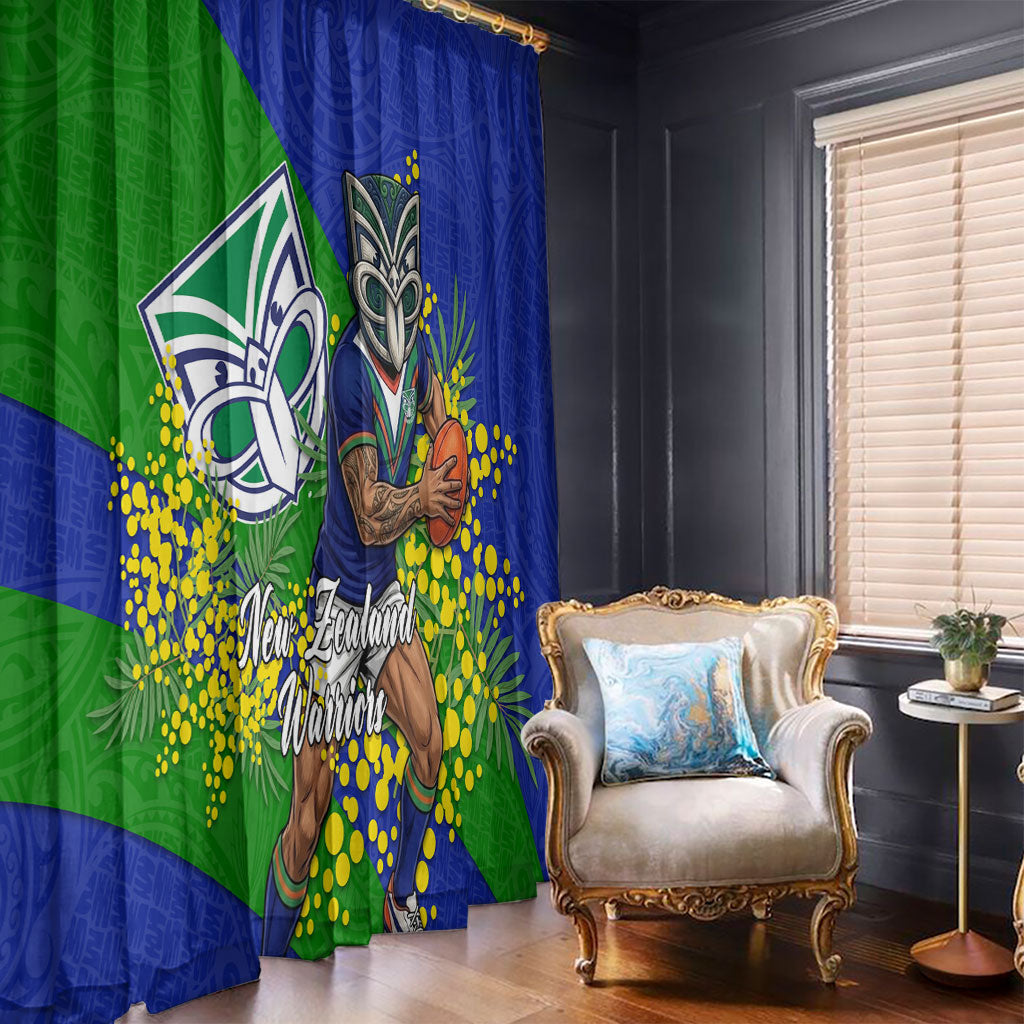 New Zealand Warriors Window Curtain Golden Wattle Floral Polynesian - Australian Flower - Rugby Mascot