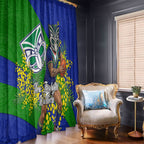 New Zealand Warriors Window Curtain Golden Wattle Floral Polynesian - Australian Flower - Rugby Mascot