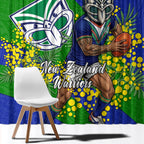 New Zealand Warriors Window Curtain Golden Wattle Floral Polynesian - Australian Flower - Rugby Mascot