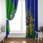 New Zealand Warriors Window Curtain Golden Wattle Floral Polynesian - Australian Flower - Rugby Mascot