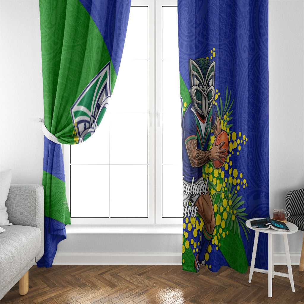 New Zealand Warriors Window Curtain Golden Wattle Floral Polynesian - Australian Flower - Rugby Mascot
