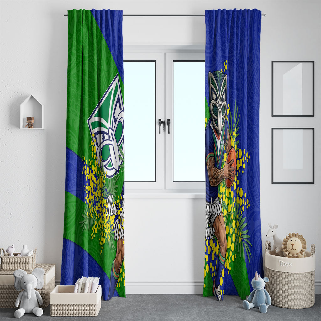 New Zealand Warriors Window Curtain Golden Wattle Floral Polynesian - Australian Flower - Rugby Mascot