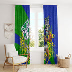 New Zealand Warriors Window Curtain Golden Wattle Floral Polynesian - Australian Flower - Rugby Mascot