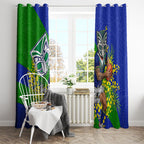 New Zealand Warriors Window Curtain Golden Wattle Floral Polynesian - Australian Flower - Rugby Mascot