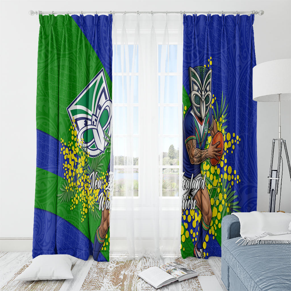 New Zealand Warriors Window Curtain Golden Wattle Floral Polynesian - Australian Flower - Rugby Mascot