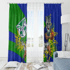 New Zealand Warriors Window Curtain Golden Wattle Floral Polynesian - Australian Flower - Rugby Mascot
