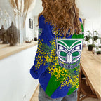 New Zealand Warriors Women Casual Shirt Golden Wattle Floral Polynesian - Australian Flower - Rugby Mascot