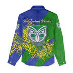 New Zealand Warriors Women Casual Shirt Golden Wattle Floral Polynesian - Australian Flower - Rugby Mascot