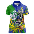 New Zealand Warriors Women Polo Shirt Golden Wattle Floral Polynesian - Australian Flower - Rugby Mascot