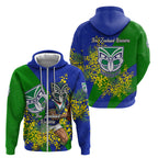 New Zealand Warriors Zip Hoodie Golden Wattle Floral Polynesian - Australian Flower - Rugby Mascot