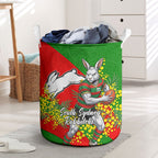 South Sydney Rabbitohs Laundry Basket Golden Wattle Floral Polynesian - Australian Flower - Rugby Mascot