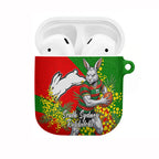 South Sydney Rabbitohs AirPods Case Golden Wattle Floral Polynesian - Australian Flower - Rugby Mascot