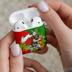 South Sydney Rabbitohs AirPods Case Golden Wattle Floral Polynesian - Australian Flower - Rugby Mascot