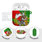 South Sydney Rabbitohs AirPods Case Golden Wattle Floral Polynesian - Australian Flower - Rugby Mascot