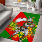 South Sydney Rabbitohs Area Rug Golden Wattle Floral Polynesian - Australian Flower - Rugby Mascot