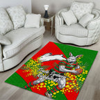 South Sydney Rabbitohs Area Rug Golden Wattle Floral Polynesian - Australian Flower - Rugby Mascot