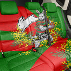 South Sydney Rabbitohs Back Car Seat Cover Golden Wattle Floral Polynesian - Australian Flower - Rugby Mascot