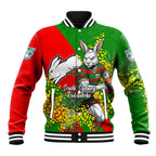 South Sydney Rabbitohs Baseball Jacket Golden Wattle Floral Polynesian - Australian Flower - Rugby Mascot