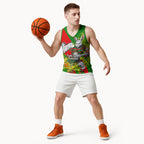 South Sydney Rabbitohs Basketball Jersey Golden Wattle Floral Polynesian - Australian Flower - Rugby Mascot