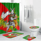 South Sydney Rabbitohs Bathroom Set Golden Wattle Floral Polynesian - Australian Flower - Rugby Mascot