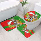 South Sydney Rabbitohs Bathroom Set Golden Wattle Floral Polynesian - Australian Flower - Rugby Mascot