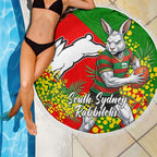 South Sydney Rabbitohs Beach Blanket Golden Wattle Floral Polynesian - Australian Flower - Rugby Mascot