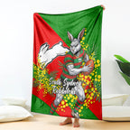South Sydney Rabbitohs Blanket Golden Wattle Floral Polynesian - Australian Flower - Rugby Mascot